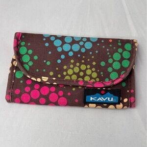 Kavu Brown Wallet with Colorful Dots